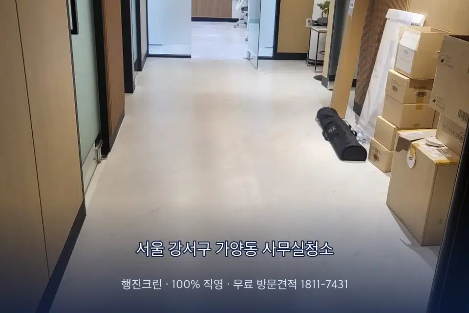 서울 강서구 가양동 사무실청소 로비 유리문을 닦는 작업자